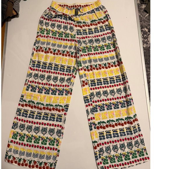 Maeve Pants - Anthropologie Maeve Wide Leg Pants Multi Color Tiger Cherry Floral Print XL